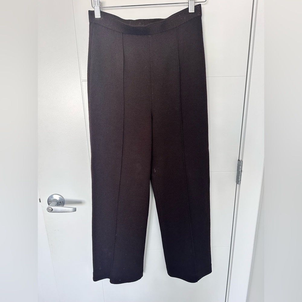 St. John Basics Santana Knit Brown Wool Blend Straight Leg Pants Size 4